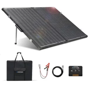160W Folding Portable Solar Panel Kit components